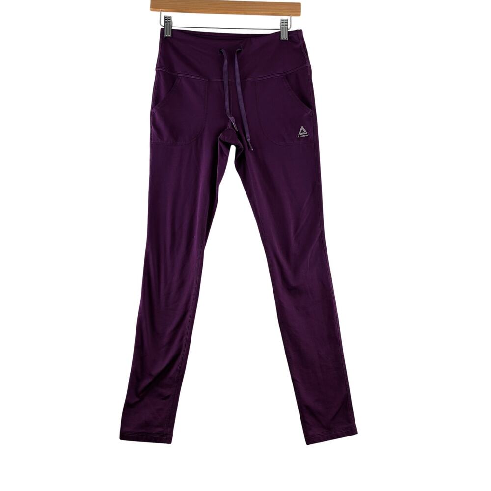 Reebok Plum Purple Leggings Pockets Women's Small Drawstring Active Workout Gym